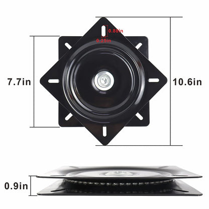 2Pack 8 Inch Lazy Susans Turntable Bearings Swivel Zinc Plate, Black Square Lazy Susan Hardware, Heavy Duty Lazy Susan Replacement Parts for Table, Chair, Round Bar Stools with 500LB Capacity Load