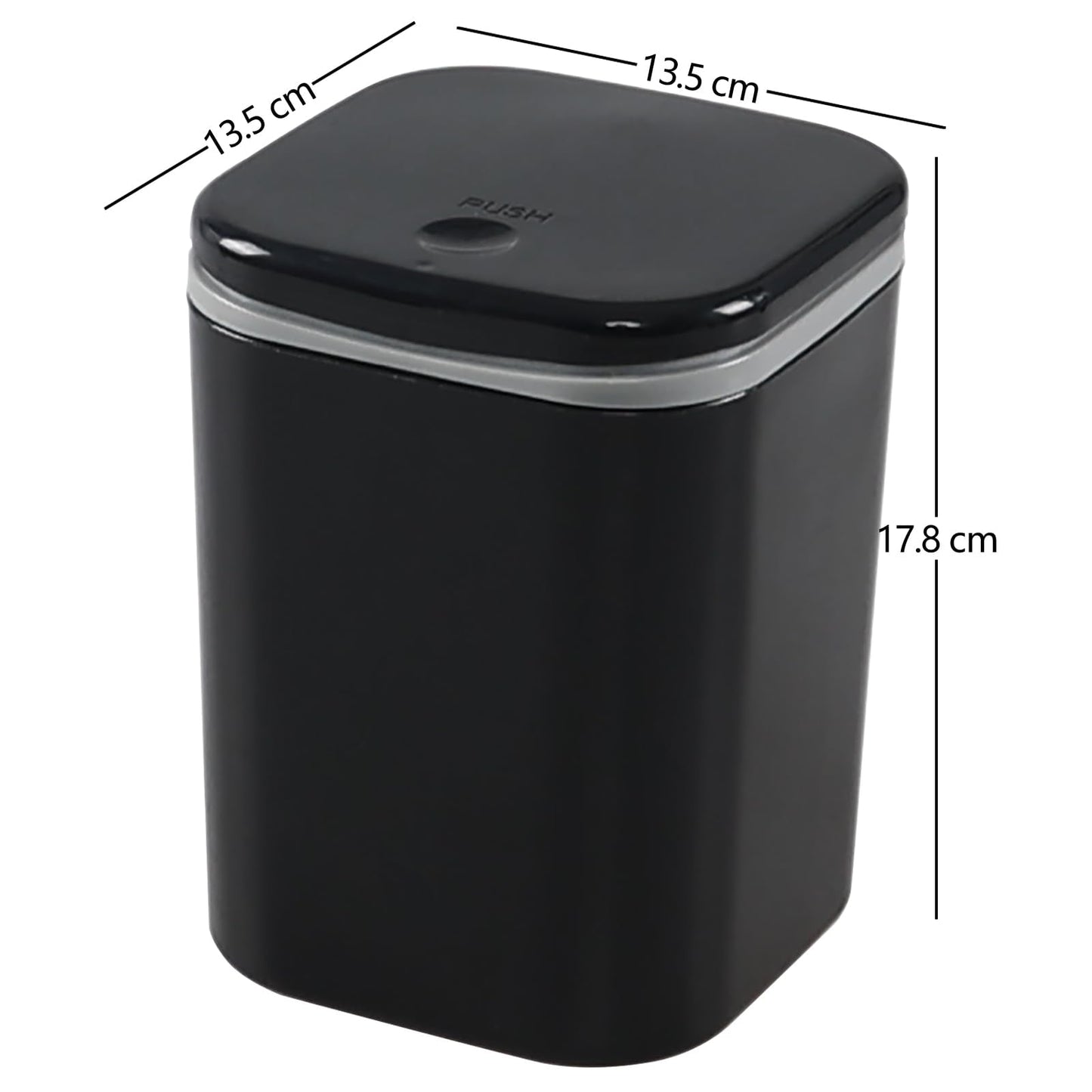 Julyeen 0.5 Gallon Mini Trash Can with Lid, Small Garbage Container Bin for Desktop, Tabletop, Coffee Table or Countertop (Black)