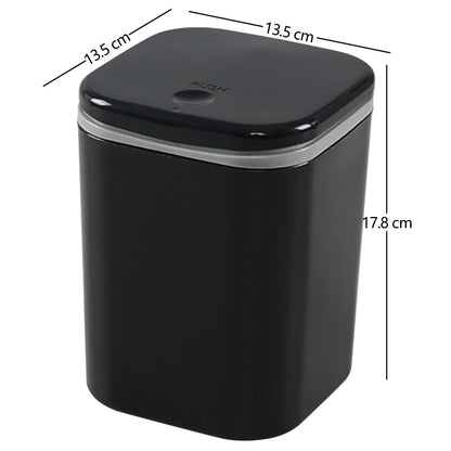 Julyeen 0.5 Gallon Mini Trash Can with Lid, Small Garbage Container Bin for Desktop, Tabletop, Coffee Table or Countertop (Black)