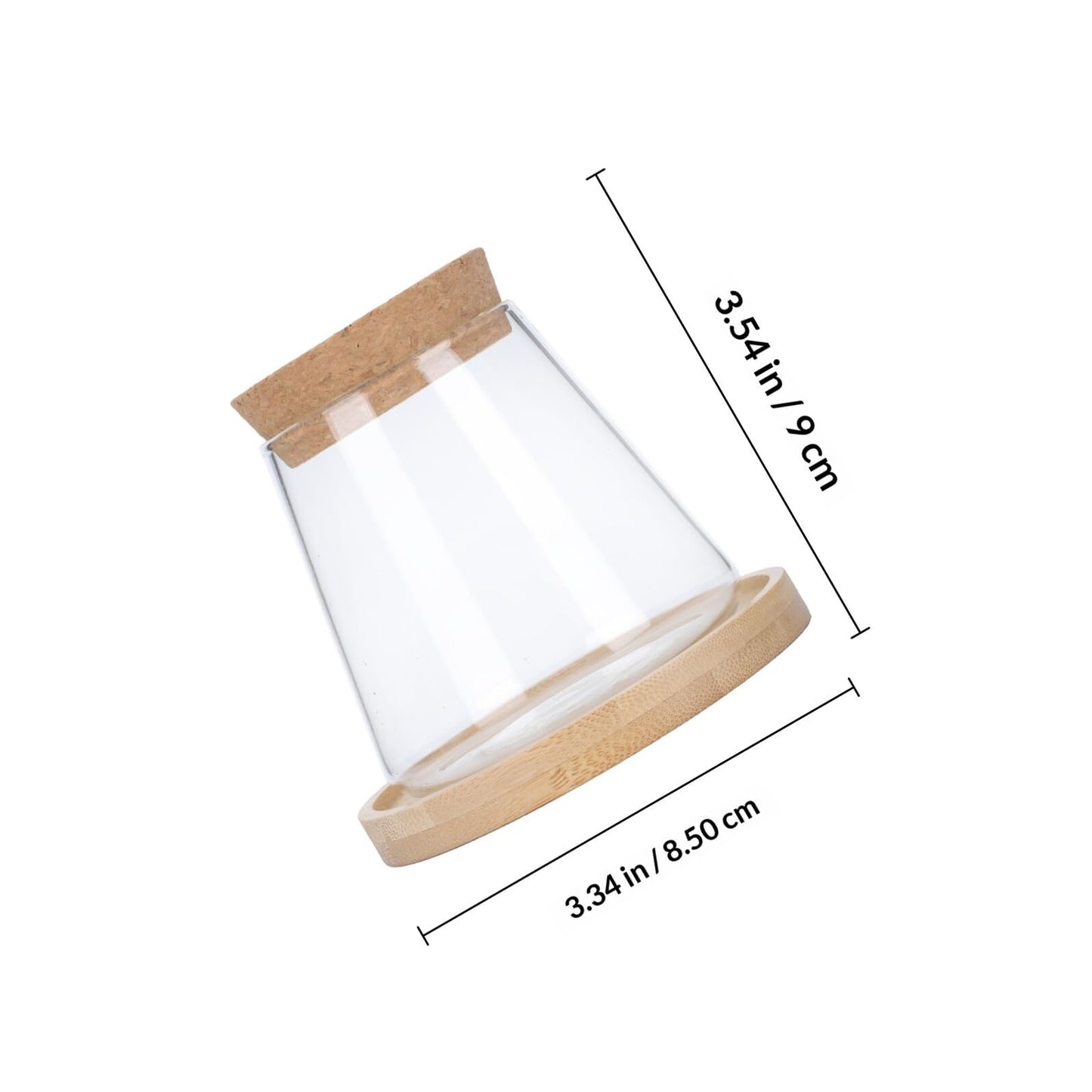 IMIKEYA Hydroponic Glass Flower Vase with Wooden Stopper and Tray, Ecological Plant Terrarium Bottle for Office Desktop Decoration and Indoor Gardening