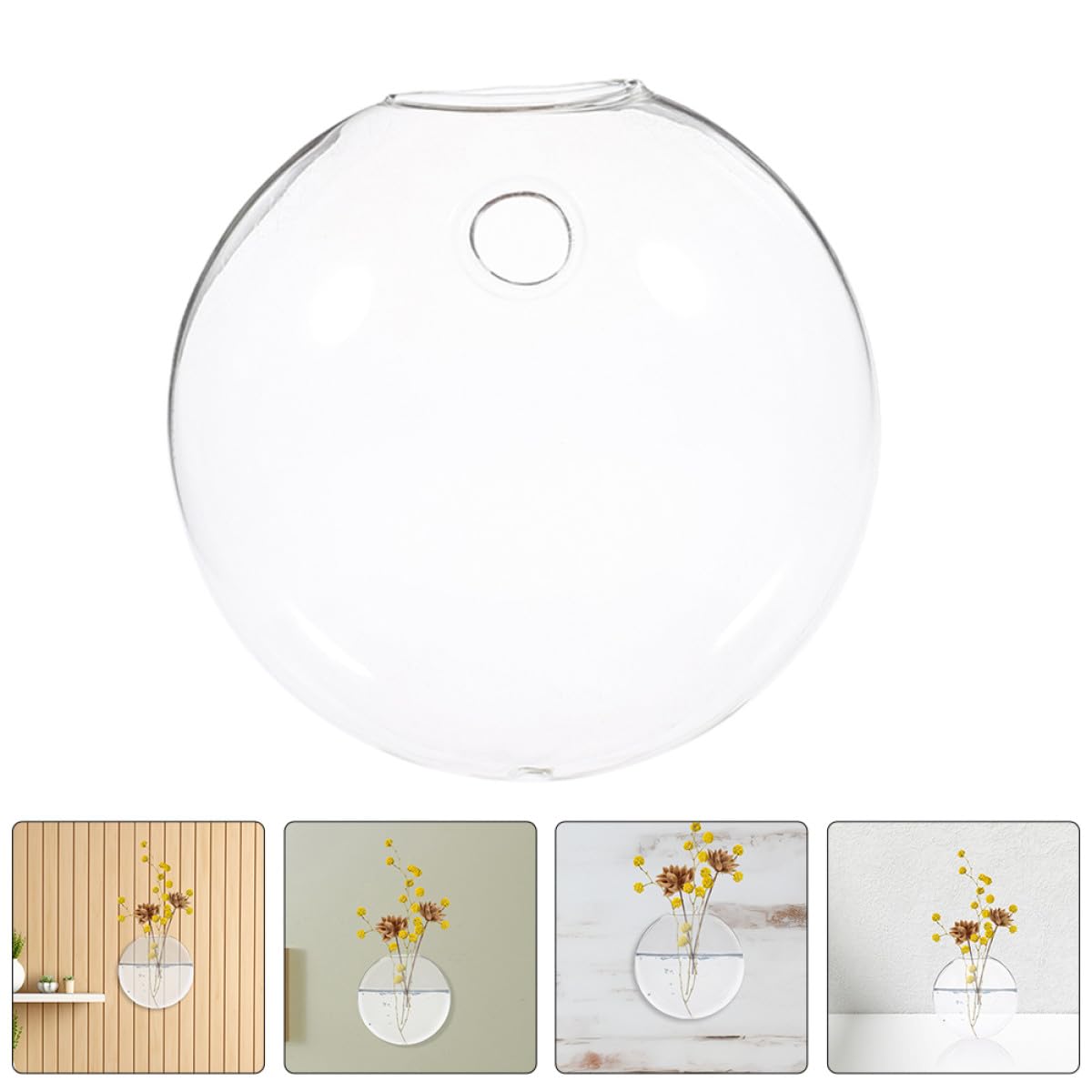 GARVALON Glass Hanging Planter Wall Mounted Vase 2pcs Glass Terrarium Hydroponic Vase for Indoor Plants Home Décor