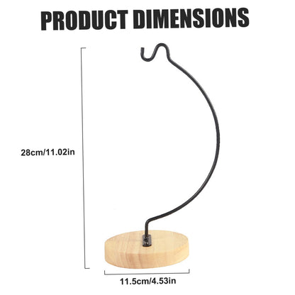 Grtheenumb Ornament Display Stand, Iron Hanger Air Plant Holder with Wood Base Terrariums Hanging Plant Stand Pot Hook Decoration Rack for Glass Globe Air Flower Pot, Style 1|Hanging Hook Stands