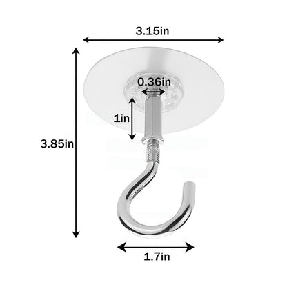 Adhesive Ceiling Hooks 4 Pack, 30lbs Super Heavy Duty Self-Sticking Hangers for Hanging Plants, Lights, Wind Chimes, Lanterns – 8cm Round No Drill Pad, Stainless Steel, Peel & Stick for Smooth