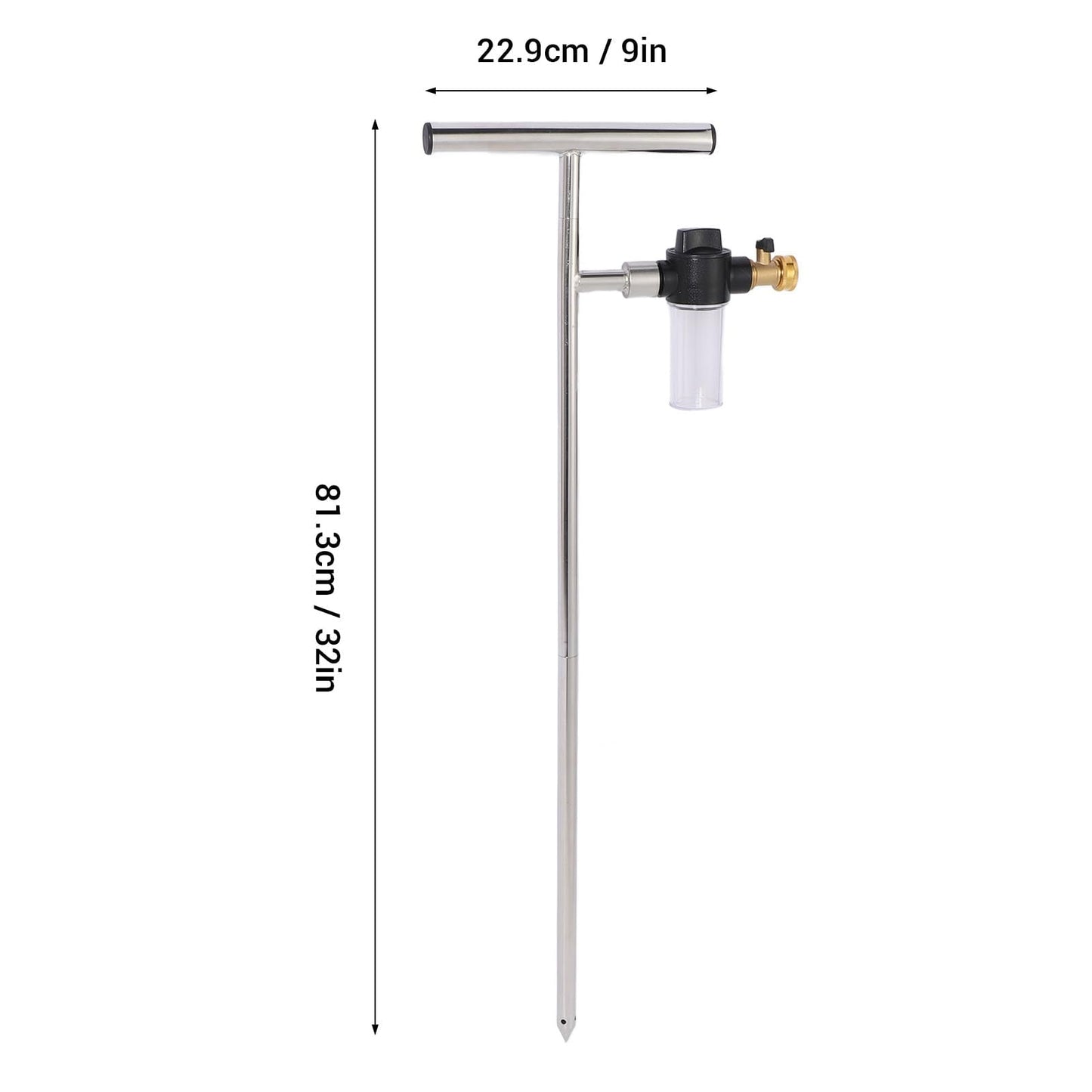 Deep Root Watering Tool, Stainless Steel Root Feeder with Fertilizer Bottle Watering Wand Irrigation System Watering Stake for Trees Bushes Shrubs with Brass Valve T Handle