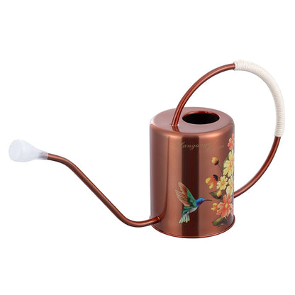 1/2 Gallon 68oz Long Spout Stainless Steel Flower for Indoor Plant Watering or Outdoor Gardening with 2 Removable Spray Spout for Flowers Plant Hummingbird Pattern Watering Can, Bronze