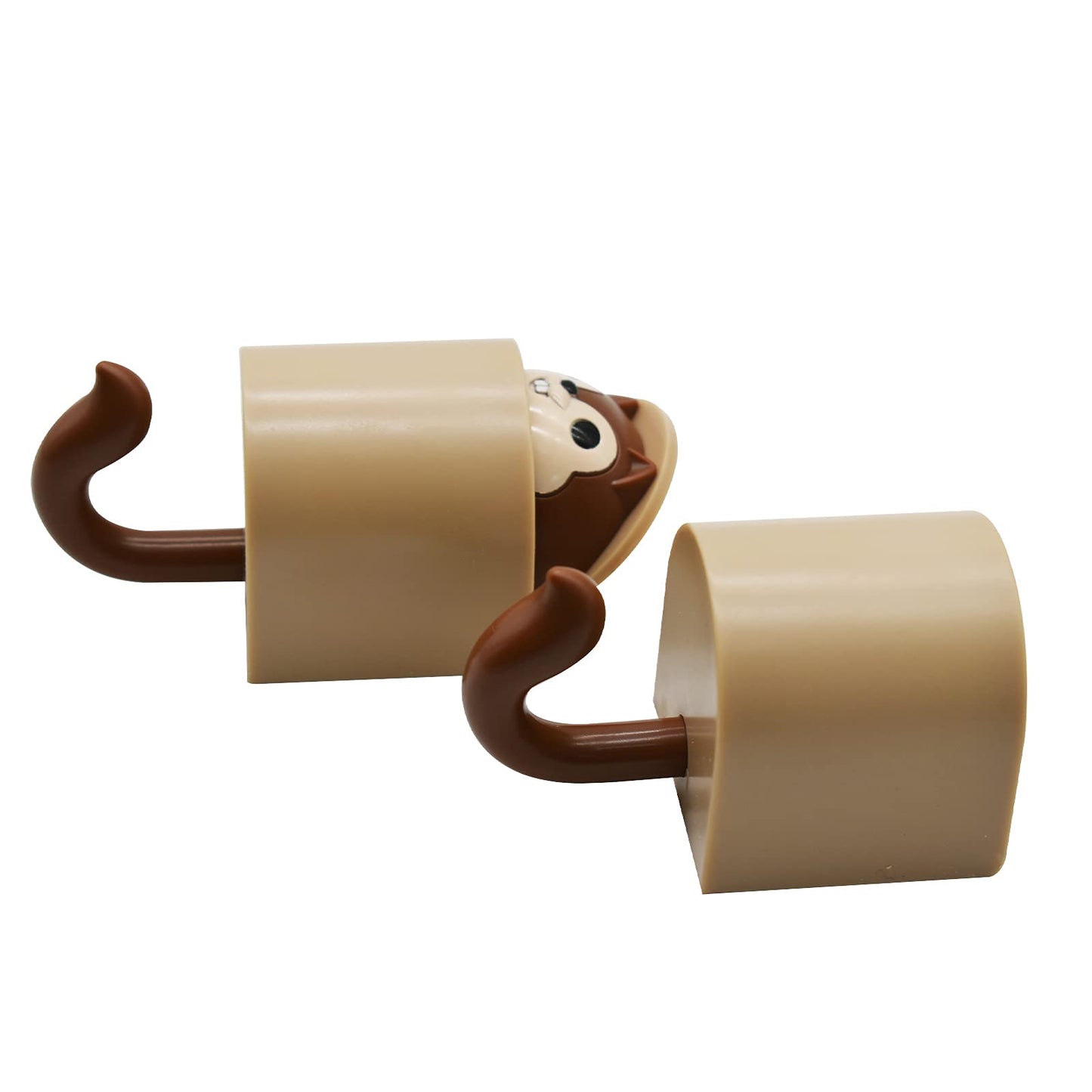 Maydahui 4 PCS Squirrel Shaped Adhesive Wall Hook Cute Cartoon Animal Wall Hooks Brown Gray for Living Room Bedroom Home Decoration