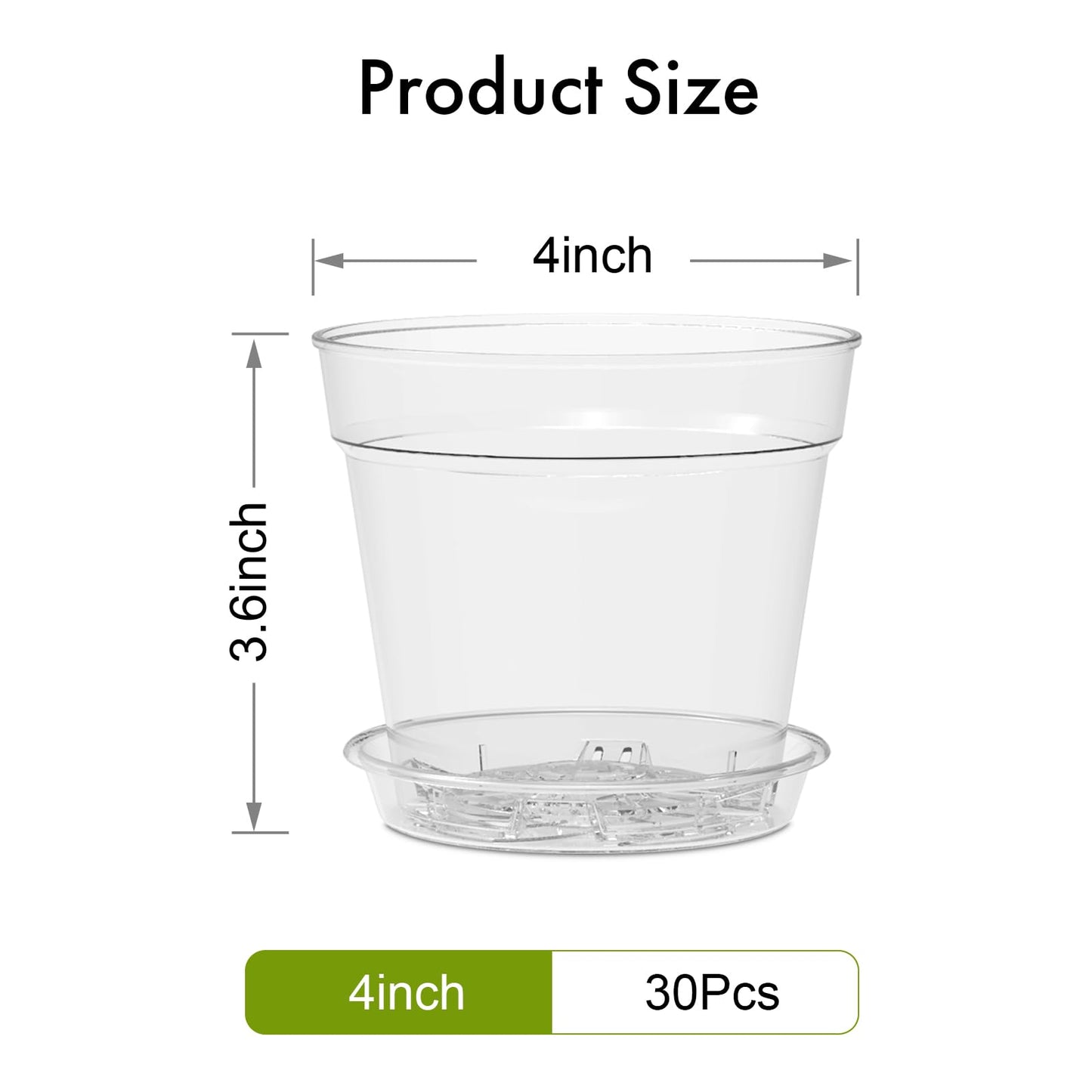 WSMKSZ 4 Inch Clear Nursery Pots, Set of 30 Transparent Plant Flower Pots for Small Indoor Plants with Drainage Holes & Trays, Plastic Seedling Starter Pots for Various Plants