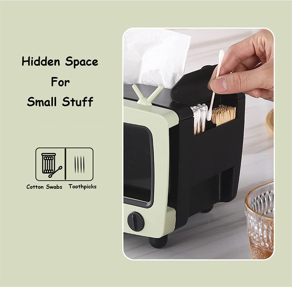 Tissue Box Holder with Cell Phone Slot, Retro TV Shaped Tissue Case and Cellphone Holder Cellphone Stand, Versatile Tissue Dispenser Cover for Living Room, Kitchen, Bedroom, Bathroom (Ube Purple)