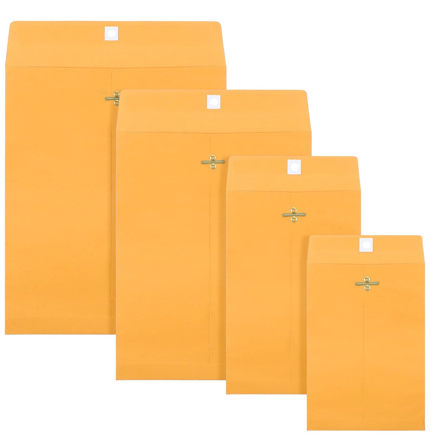 120 Pcs Clasp Envelopes Multi-Size Set with Metal Closure - Large Yellow Envelopes for Document Storage & Secure Mailing, Premium Brown Mailing Envelope Collection (4 Sizes)