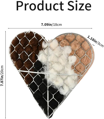 Handmade Fiber Bird Nesting Heart, Refillable Nesting Material for Wild Bird, Hanging Hummingbird Houses Nest Outdoor Garden Art Birdhouse Decortion Gifts for Bird/Nature Lovers
