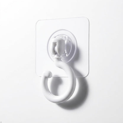 Clear Adhesive Hooks Heavy Duty, 9 Pack No Drill Rotating Swivel Wall & Ceiling Hooks, Strong Sticky Utility Hooks for Hanging Plants, Lights, Towels, Command Alternative (White)