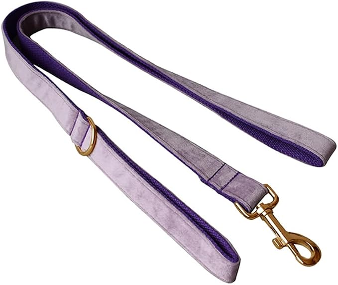 Love Dream Velvet Dog Collar and Leash Set, Soft & Comfy Adjustable Dog Leash and Collar with Heavy Duty Metal Buckle for Small Medium Large Dogs Training & Walking (Small, Purple)