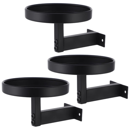 OMISTAR 3 Pcs Wall Plant Holder, 5.9 in Metal Floating Shelf with Round Tray, Wall Mounted Plant Stand for Indoor Greenery, Space-Saving Design for Living Room, Bedroom, Home Office