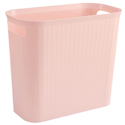rejomiik Small Trash Can, 3.5 Gallon Garbage Can Slim Waste Basket Plastic Trash Bin Container with Handles for Bathroom, Bedroom, Office, Home, Dorm Room, Kitchen, Rectangular, Rosette Pink