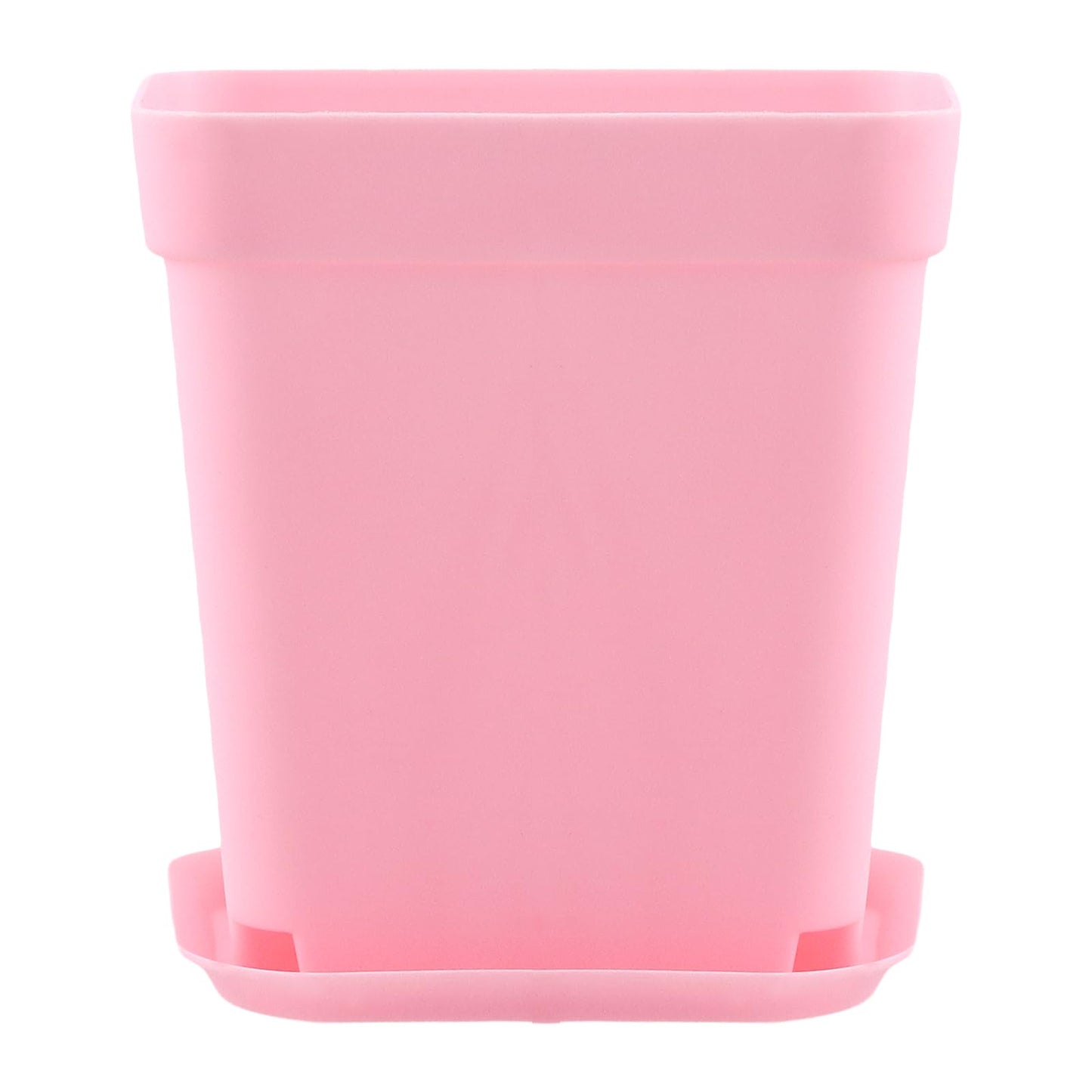 HOIGON 100 Pack 2.75 Inch Pink Square Nursery Pot, 7cm Thickened Plastic Nursery Pots with Drain Holes Trays, Small Square Planting Containers Bulk Set for Seedling Flower Tomatoes Basil