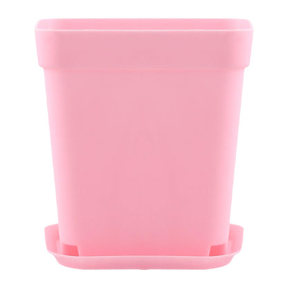HOIGON 100 Pack 2.75 Inch Pink Square Nursery Pot, 7cm Thickened Plastic Nursery Pots with Drain Holes Trays, Small Square Planting Containers Bulk Set for Seedling Flower Tomatoes Basil