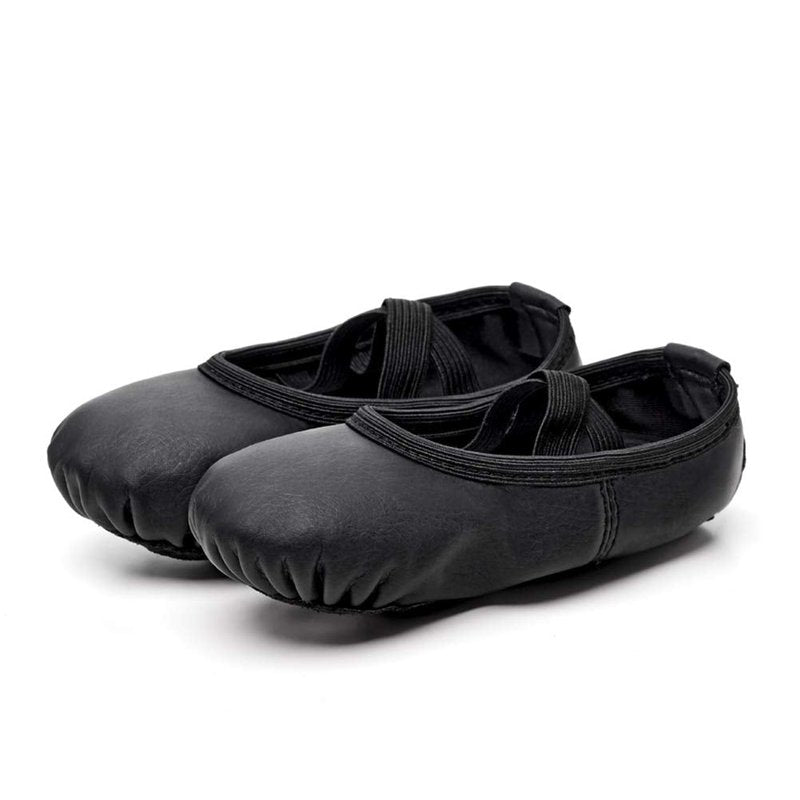 Stelle Ballet Shoes for Girls Toddler Ballet Slippers Soft Leather Boys Dance Shoes for Toddler/Little Kid/Big Kid(Black, 4MB)