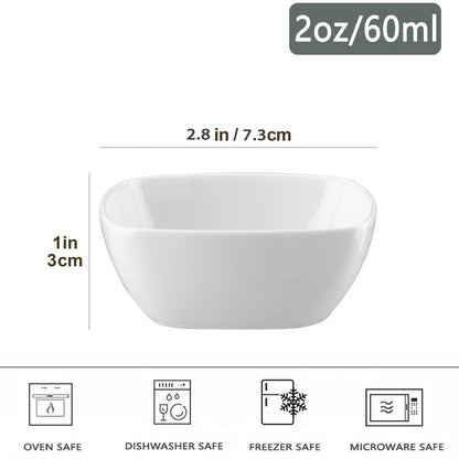 UIBFCWN 2oz Ceramic Dip Bowls Set, 20 PCS Soy Sauce Dish, Dipping Sauce Bowls/Dishes, Mini Square Serving Bowl for Side Dish, BBQ, Ketchup, Charcuterie Condiment