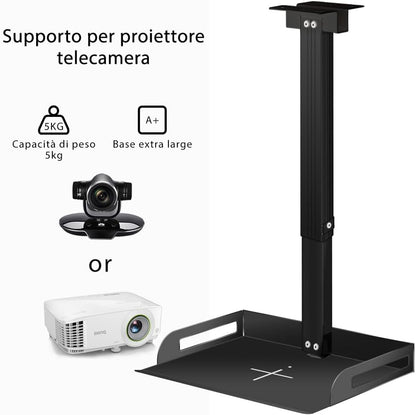 Drsn Universal Ceiling Mount with Tray for Projector Camera, 91-170 cm Adjustable, 11 Lbs Load Bearing, No Hole Installation, in-Tube Cable Routing, Universal Ceiling Mount for Wall Ceiling, Carbon