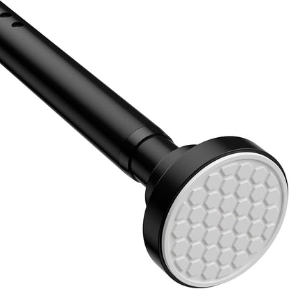 MEXAU Black Tension Curtain Rod 40-183 Inch Long Tension Rod 1.26" Spring Tension Curtain Rod Adjustable Curtain Rods No Drilling Tension Shower Rod Curtain Tension Rod for Bathroom Windows Doorways