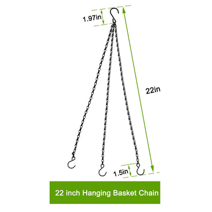Sersberg Hanging Basket Chain,22 Inch Black Hanging Chain,Chain for Hanging Plants with Hooks for Bird Feeder Hanging Planter Porch Wind Chime (Black, 22 Inch-5PCS)