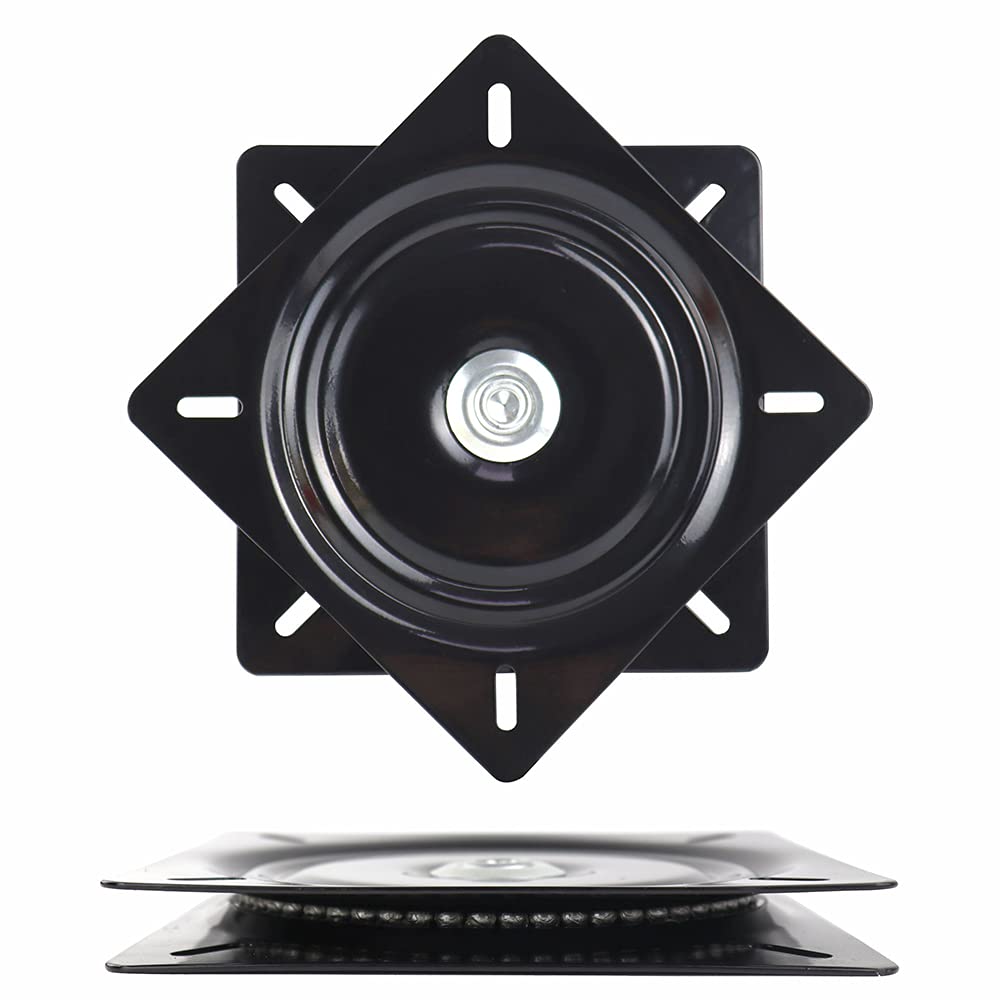 2Pack 8 Inch Lazy Susans Turntable Bearings Swivel Zinc Plate, Black Square Lazy Susan Hardware, Heavy Duty Lazy Susan Replacement Parts for Table, Chair, Round Bar Stools with 500LB Capacity Load