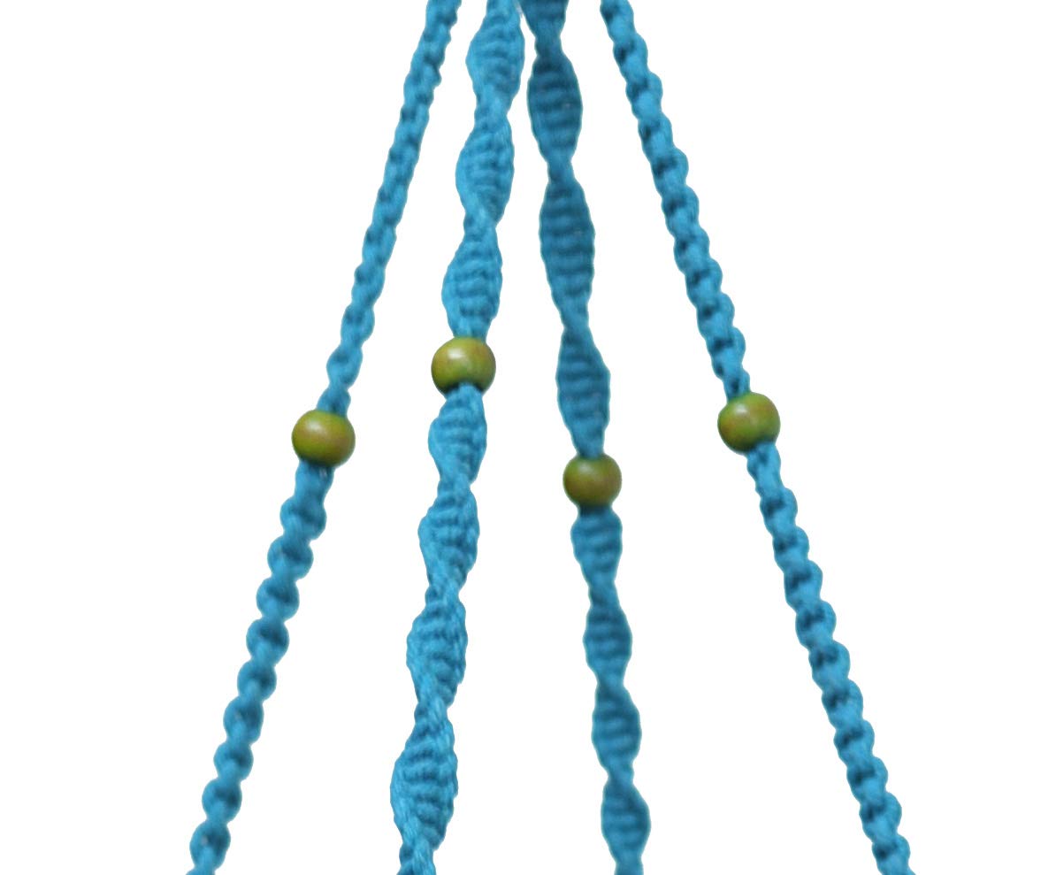 Macrame Plant Hanger & Holder, Hanging Planter 4 Legs Double Deck for 8 inch to 10 inch Two Pots Indoor Outdoor Hanging Planter Cotton Rope 67 Inch with Metal Ring (Cotton-Turquoise)