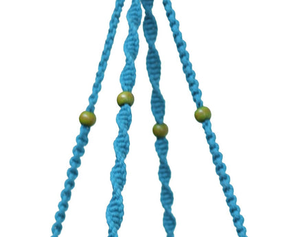 Macrame Plant Hanger & Holder, Hanging Planter 4 Legs Double Deck for 8 inch to 10 inch Two Pots Indoor Outdoor Hanging Planter Cotton Rope 67 Inch with Metal Ring (Cotton-Turquoise)