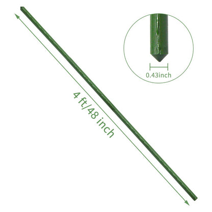 YIDIE Sturdy Metal Garden Stakes 4 Ft Tomato Cage Plastic Coated Steel Plant Sticks for Tomatoes,Trees,Cucumber,Fences,Beans,Pack of 50