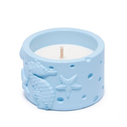 Hodao Oceanic Serenity Handcrafted Aromatherapy Box with Candle & Decor – Beach Rock Sculpture with Sea Turtle, Seashells, for Home, Bathroom, Yoga Room Decor (Blue-Seahorse)