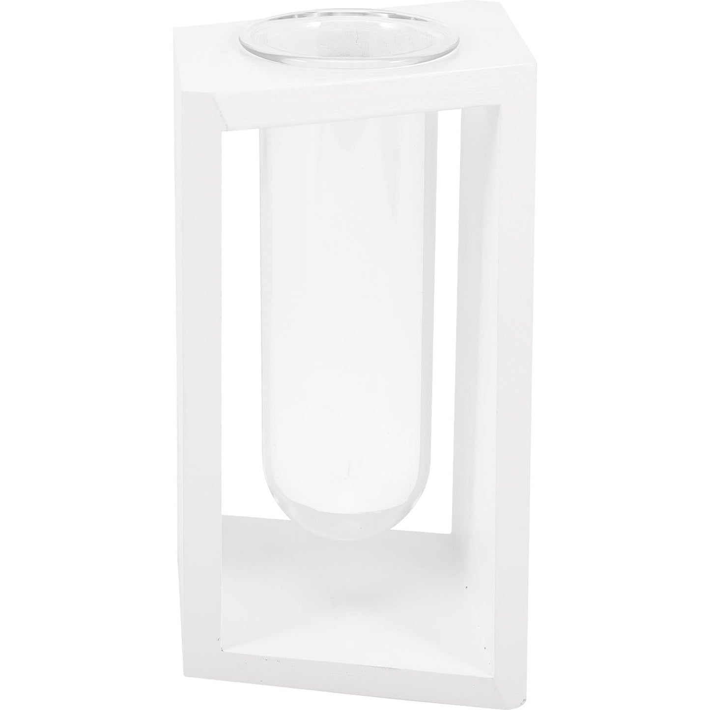 TOPPERFUN Test Tube Glass Planter with White Wood Rack, Small Hydroponic Vase for Indoor Plant Propagation and Home Décor, Creative Terrarium Tube for Succulents and Greenery