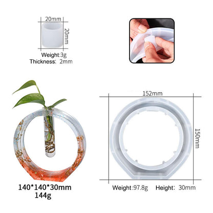 Voyyphixa Vase Resin Mold Silicone for Plant Propagation Station, Vase Epoxy Resin Mold with 3 Test Tubes, for Hydroponic Plant, Flower Bud, Home Garden Décor (Elliptical) (Elliptical)