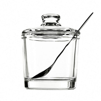 Telotela 1 Piece Classic Clear Glass Sugar Bowl with Lid Serving Spoon Salt Pot Pepper Storage Jar Seasoning Pot Dispenser Container Sugar Box Condiment Spice Racks Holder for Home Kitchen