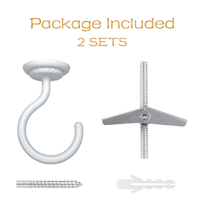 Lizntiate Ceiling Hook Large Swag Heavy Duty Hook with Hardware for Hanging Plants Ceiling Easy Installation Cavity Wall Dry Wall Indoor & Outdoor (2 Sets White)