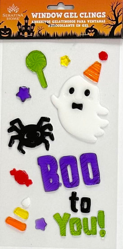 Halloween Gel Cling Stickers for Windows and Mirrors - 6 Sheets of Reusable Spooky Designs: Dracula, Ghosts, Skeletons, Witches, Jack-o-lanterns and More!