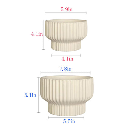 Puoyik 2 Piece Set of Flower Pots 8/6 inches, Ceramic Flower Pots with Drainage Holes, Indoor and Outdoor Plant Flower Planter (7.8/5.9beige)
