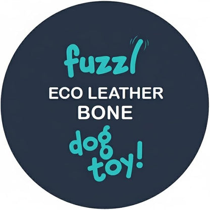 Fuzzl Large Leather Bone Dog Toy Natural and Tough Dog Toys - Long Lasting Chew Toys for Aggressive Chewers - Strong Dog Toy for Dogs and Puppy