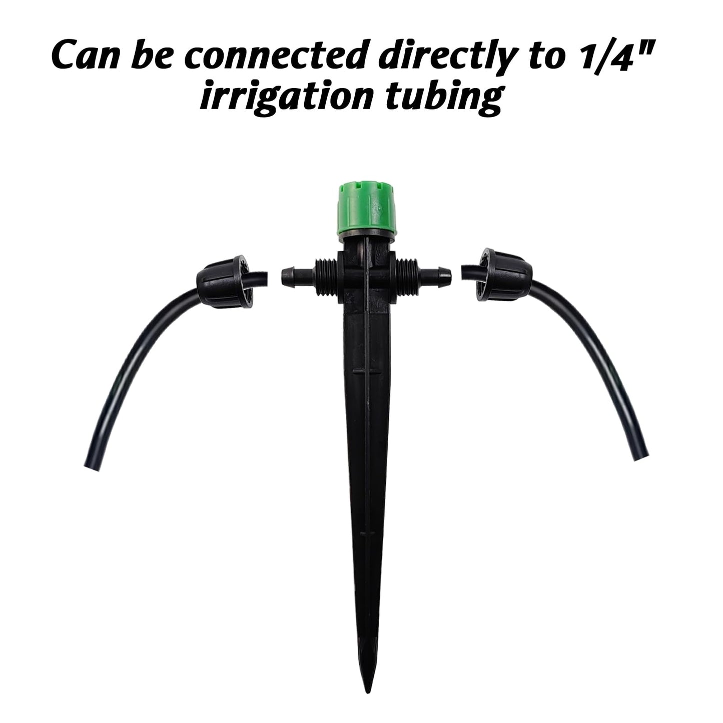 RONYOUNG 35pcs Drip Irrigation Emitters Sprayer for 1/4" Drip Irrigation Tubing Adjustable 360 Degree Water Flow Drippers on 5.3" Sturdy Stake with Lock Barbed Irrigation Drippers