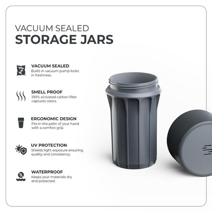 Staze Air Tight Smell Proof Container (148ml) – Vacuum Seal Jar with UV Protection, Waterproof Food Storage Canister, Portable Small Smell Proof Jar for Coffee, Herb, Spice & Gummies - Slate