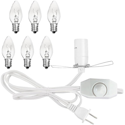 Himalayan Salt Lamp Cord Replacement with Dimmer Switch Christmas Bulb,Salt Lamp Cord 5 Feet Salt Lamps Cords with Base Assembly and E12 Halogen Salt Lamp Bulbs (Retro1)