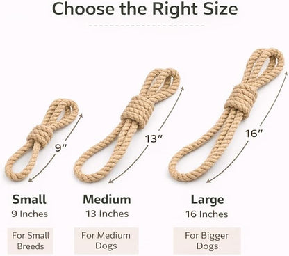 Natural Hemp Rope Dog Toy, Eco-Friendly Tug Toy for Interactive Play & Fetch, Safe Non-Toxic Alternative to Synthetic Rope Toys, Light to Moderate Chewers, Medium