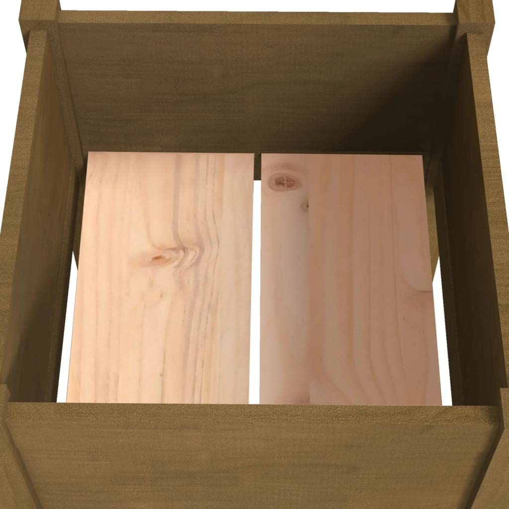 KHNLGFR Solid Pinewood Outdoor Planter Square Honey Brown Wooden Planter for Herbs and Plants 19.7x19.7x27.6 Inch for Garden and Balcony