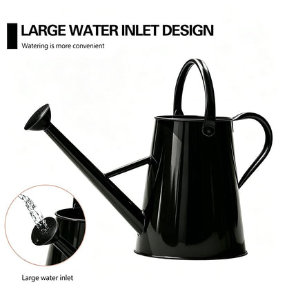 SunnyTong Metal Watering Can for Outdoor and Indoor Plants, Watering Can Decor, 1.5 Gallon（Black）