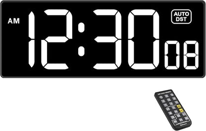 Soobest Digital Wall Clock with Seconds for Gym, Remote Countdown Timer Large LED Display 5 Dimmer, (10.2" White)