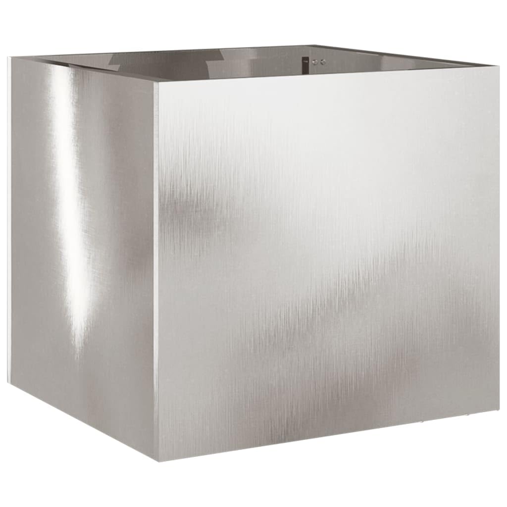 Fregramei Corten Steel Planter Box, Outdoor Metal Planter, Metal Plant Pot for Outside,Indoor,Garden, Silver 12.6"x11.8"x11.4" Stainless Steel,-442