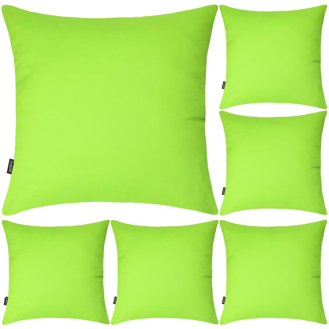 Coddsmz 6 Pack Decorative 100% Cotton Pillow Covers Square Cushion Cover Solid DIY Throw Pillowcase for Home Bed Sofa Halloween Christmas,Light Green,6 Pack-20" x 20"/50x50cm