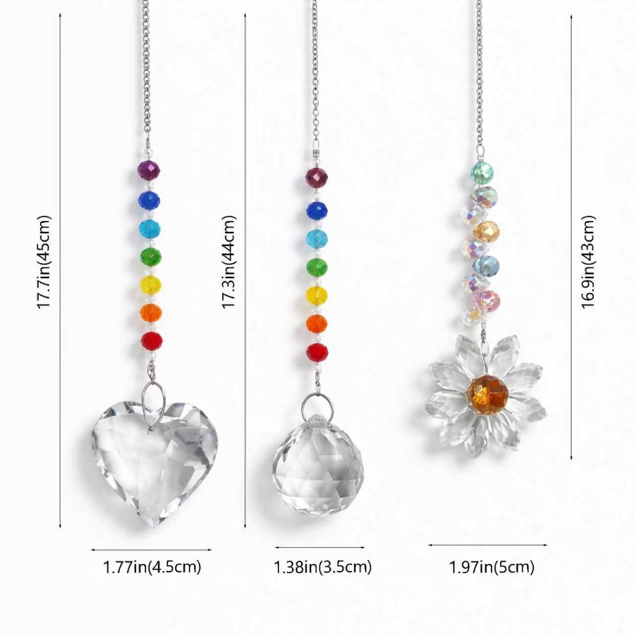 3Pcs Sun Catcher Crystals for Window Hanging, Prism Suncatcher with Chain Pendant Rainbow Maker for Windows Indoor Outdoor Car Mirror Garden Decor Wedding Party Xmas Gift