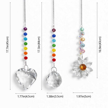 3Pcs Sun Catcher Crystals for Window Hanging, Prism Suncatcher with Chain Pendant Rainbow Maker for Windows Indoor Outdoor Car Mirror Garden Decor Wedding Party Xmas Gift