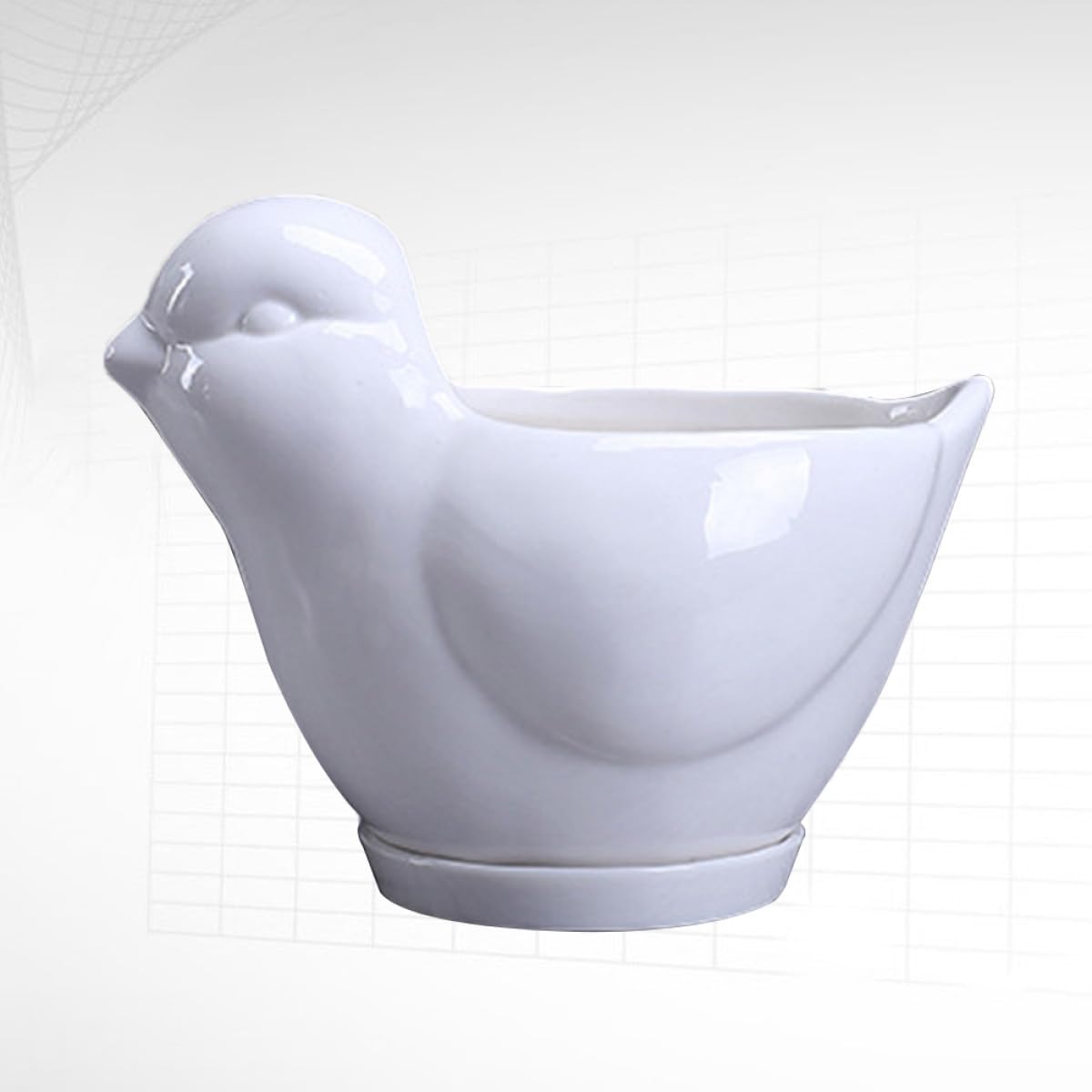 HANABASS Ceramic Succulent Plant Pot Bird Shape White Small Flower Pot Saucer Indoor Desktop Planter for Home Garden Decor
