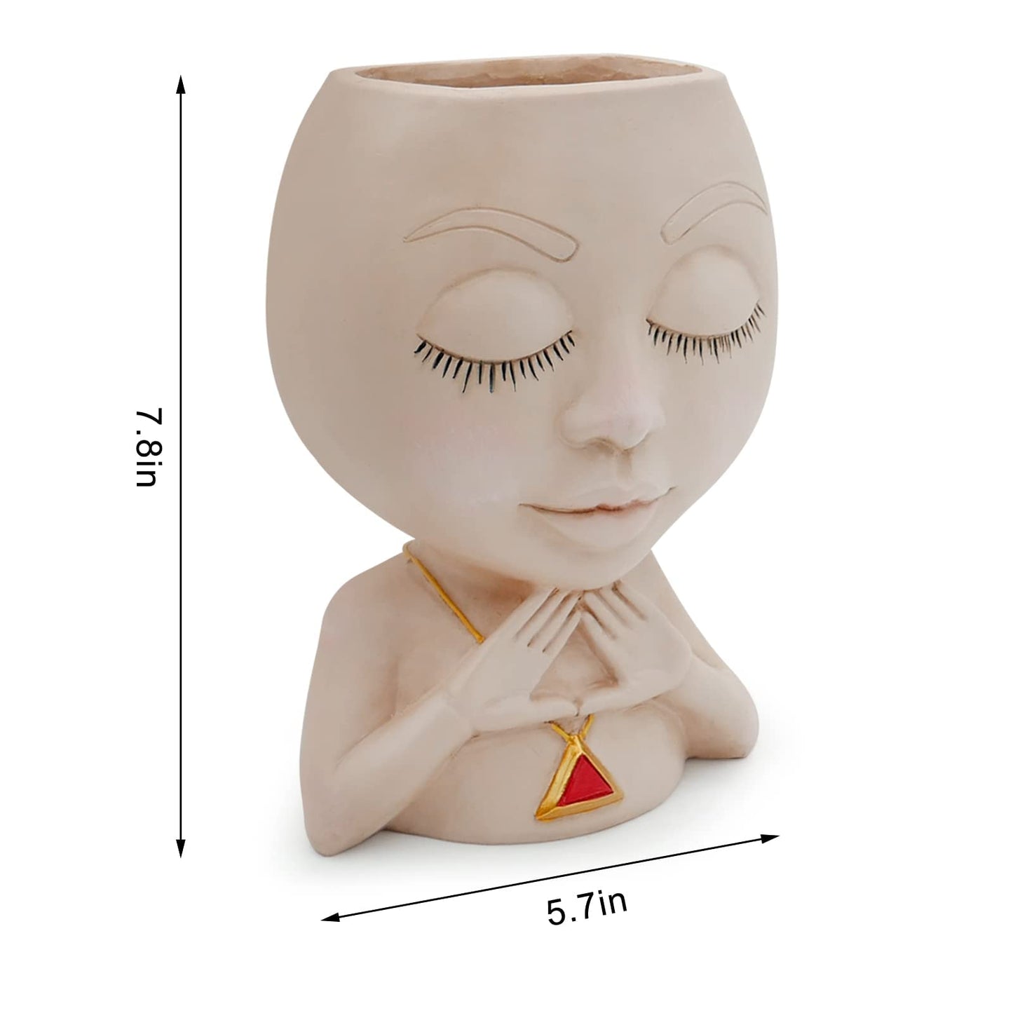 Face Planter Pot Cute Resin Flower Head Planters for Indoor Outdoor Closed Eyes Succulent Pots Gift IdeaI for Mother and Appreciation Christmas with Drainage Hole
